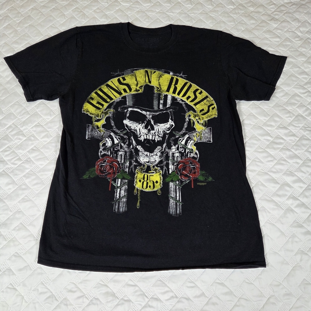 Guns N Roses 85 Mens Black Cotton T-Shirt Graphic Print Short Sleeve Crew Neck L
